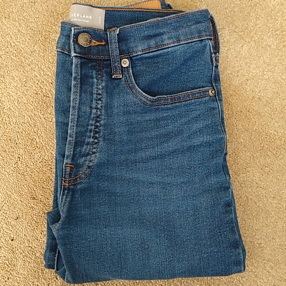 Everlane high rise button fly slim jeans